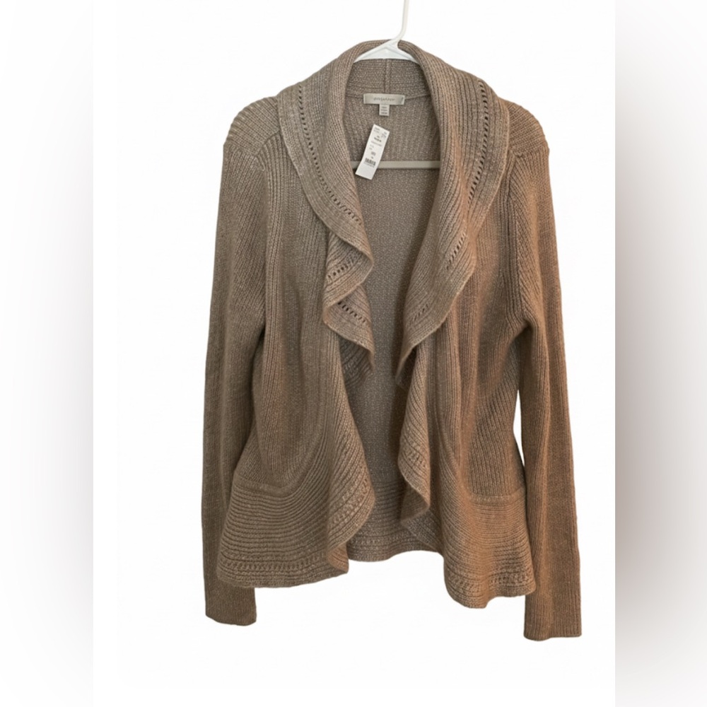 NWT White House Black Market Women's Gold Open Front Cardigan Sweater M